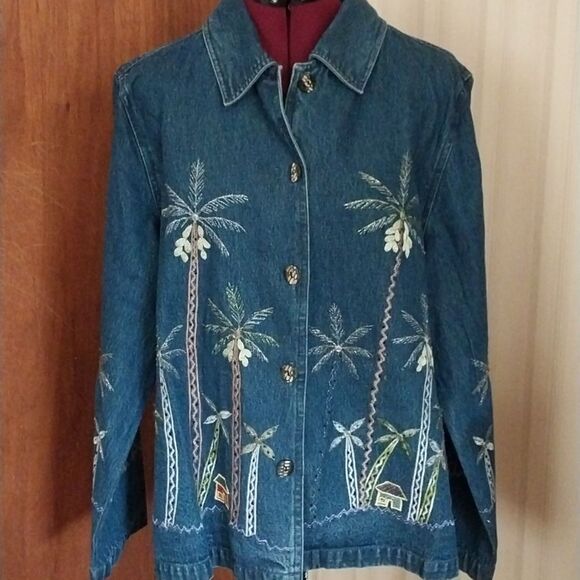 EARTH SEA & Sky denim lightweight button up jacket size XL - Picture 1 of 6